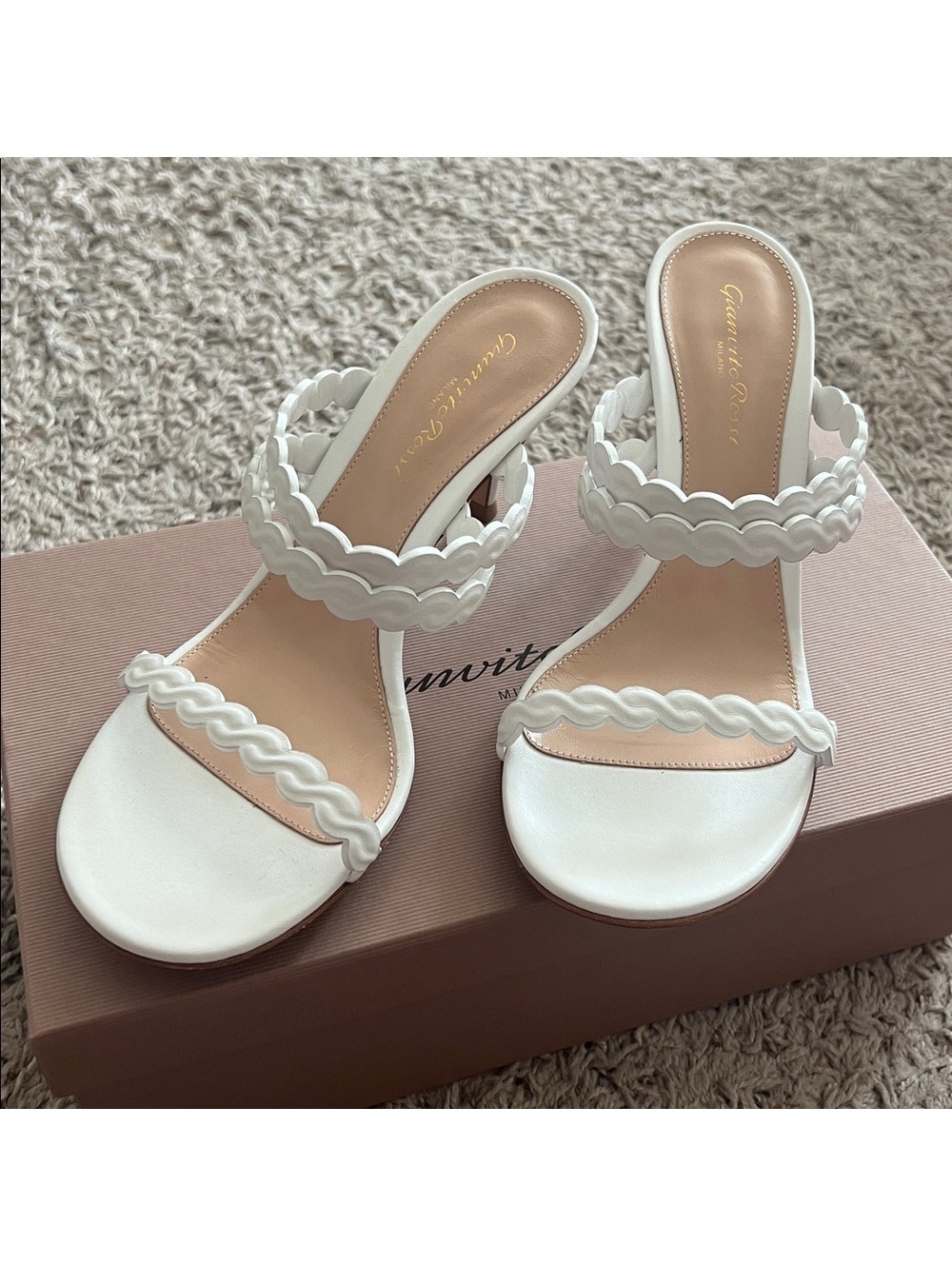 Gianvito Rossi Kai 70mm Leather Mule in White, Size 37.5, New in Box w/DustBag